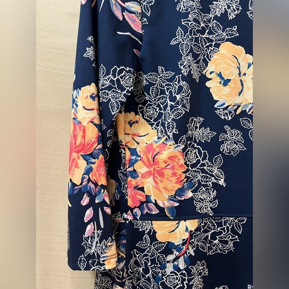 🔵 Atrizan Robin Barre Navy Pink Floral Open Cardigan size XS 🇨🇦 Long Sleeve - Picture 7 of 7